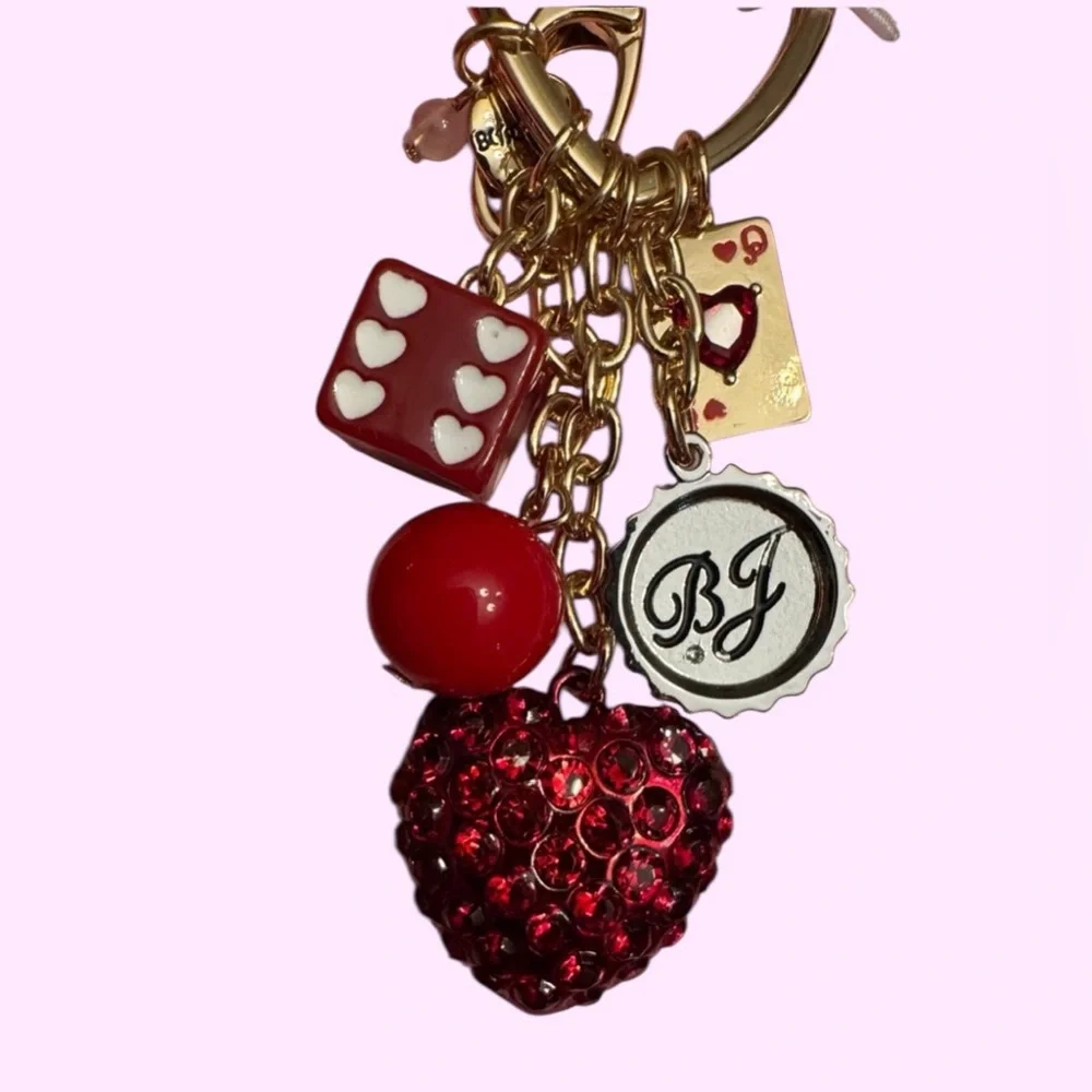 BETSEY JOHNSON Valentine Cherry Soda Pop Multiple Charms Bag Charm Keychain NWT